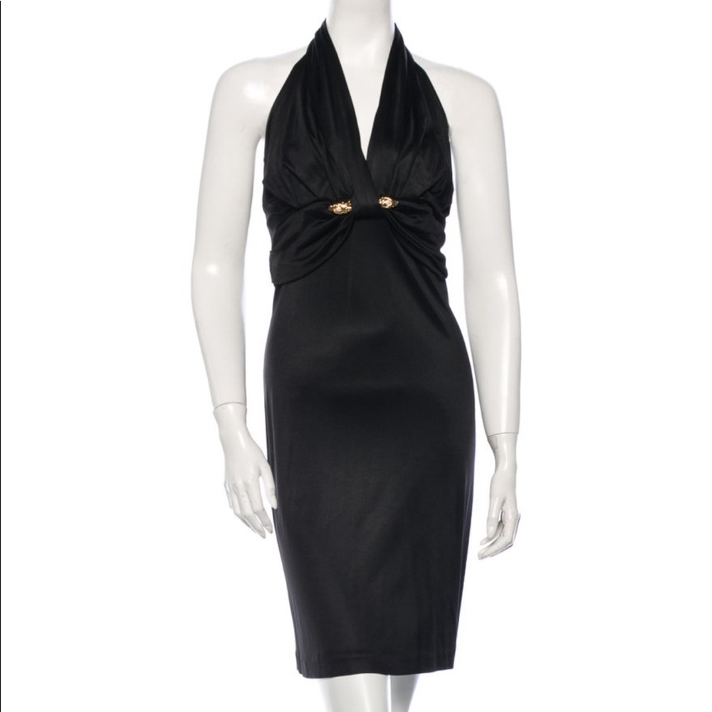 $1275 Roberto Cavalli black evening halter dress 2